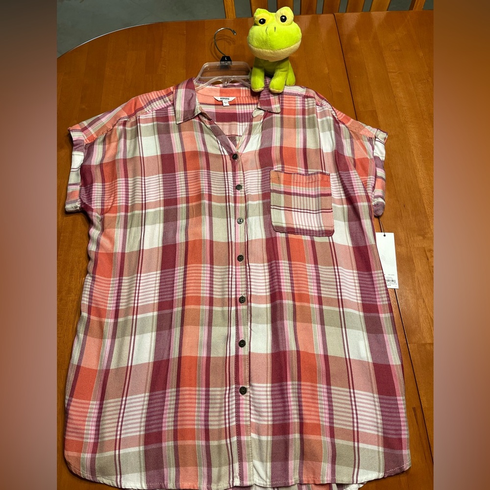 Sonoma Red and Pink Plaid Button Down Shirt